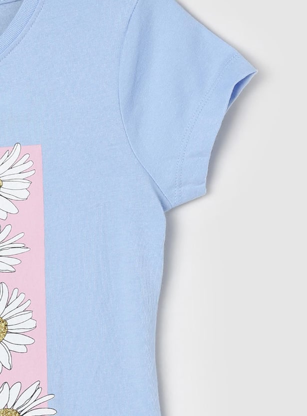 Girls Floral Printed T-shirt