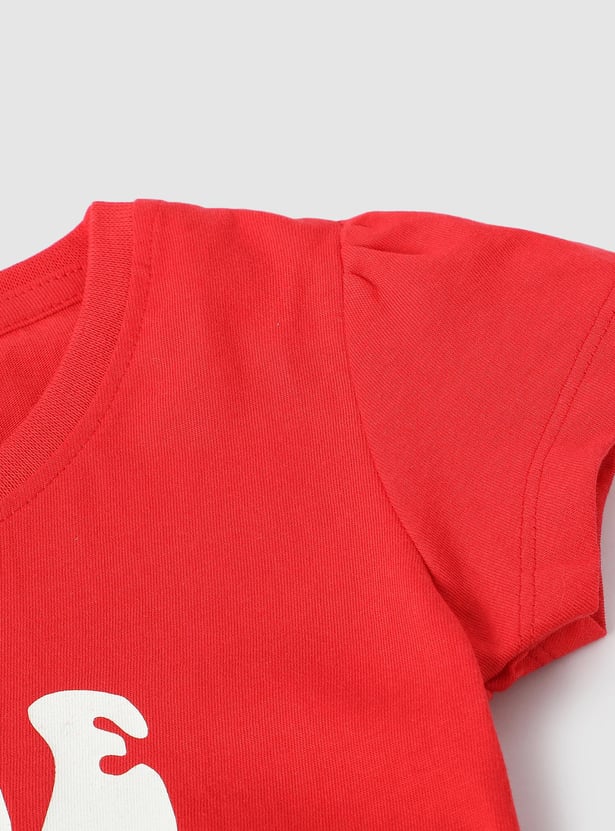 Girls Typographic Printed Pure Cotton T-shirt