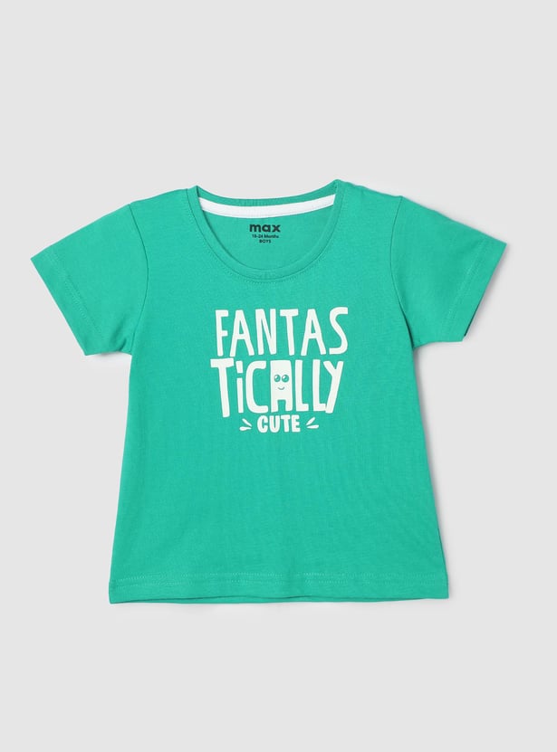 Boys Typographic Printed Pure Cotton T-shirt