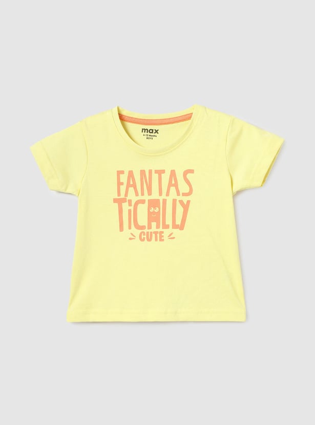 Boys Typographic Printed Pure Cotton T-shirt