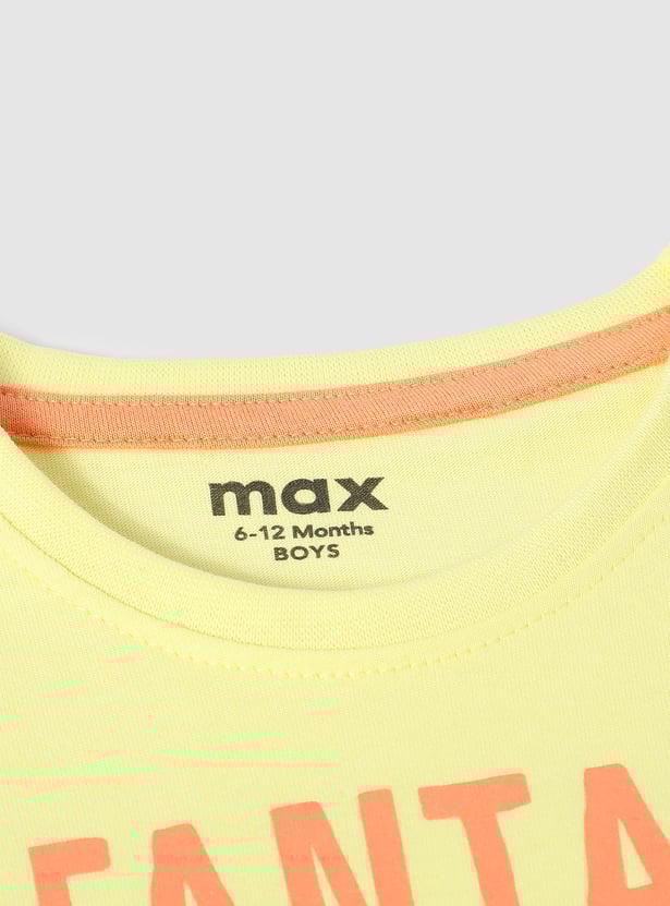Boys Typographic Printed Pure Cotton T-shirt