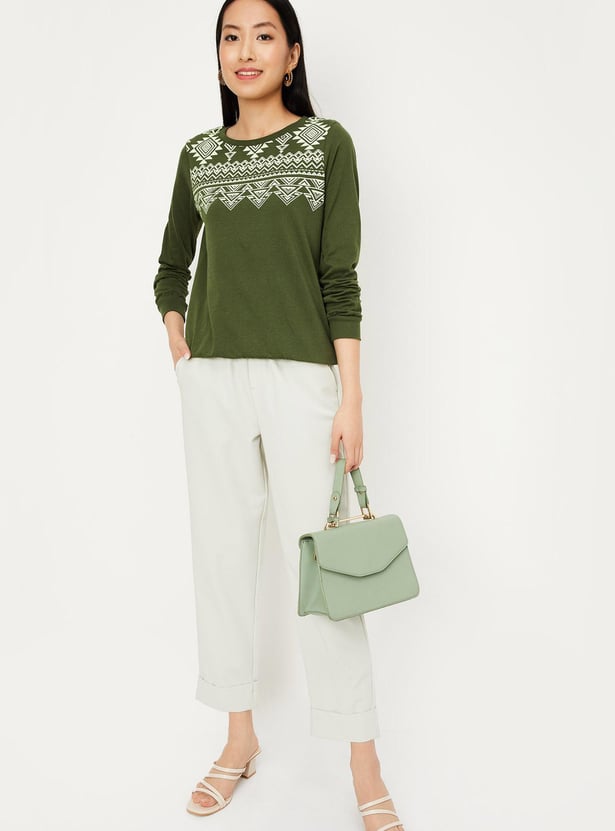 Women Printed Full Sleeve T-shirt