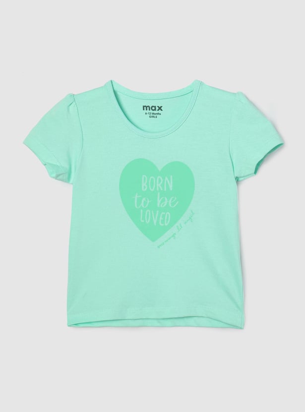 Girls Typographic Printed T-shirt