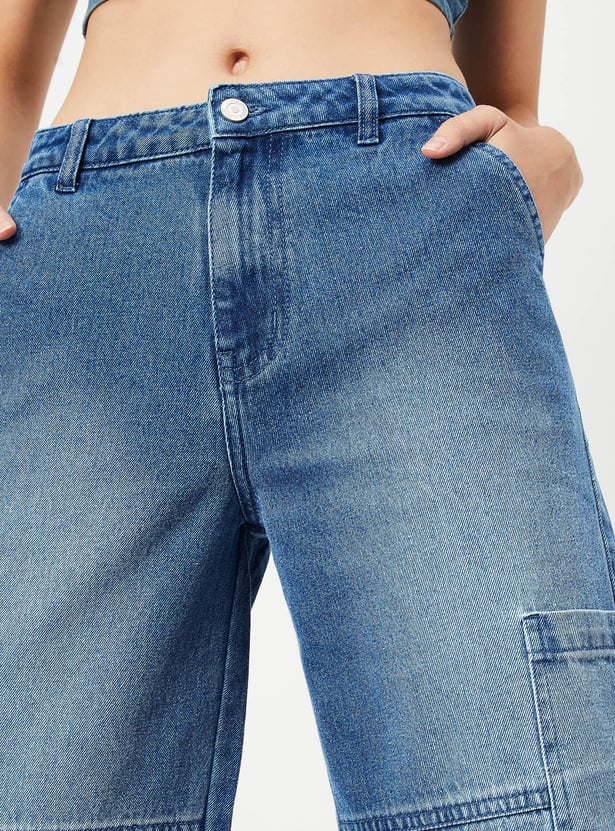 Women Workwear Fit Washed Jeans