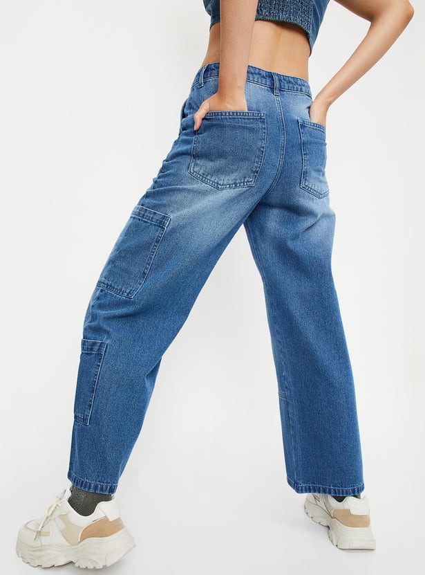 Women Workwear Fit Washed Jeans
