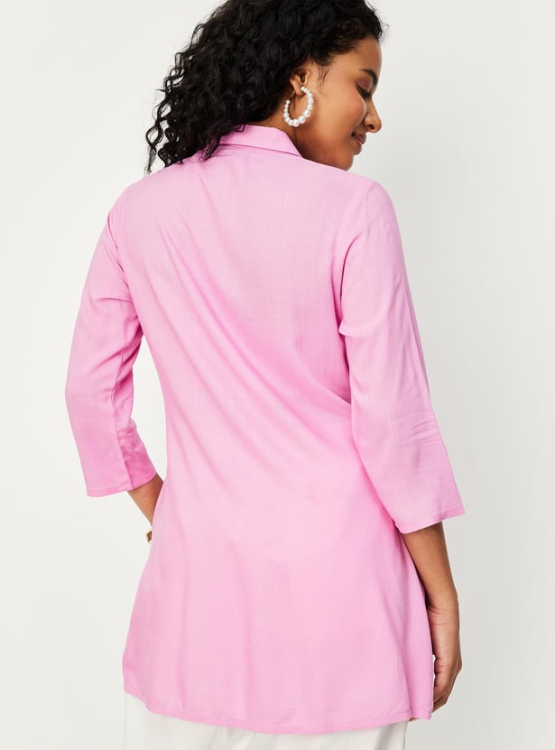 Women Pintuck Tunic with Lace Insets