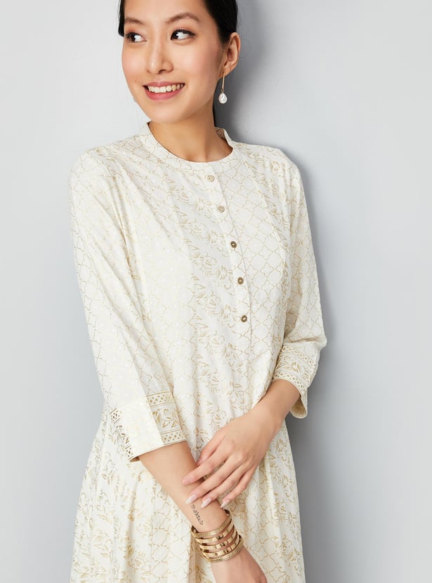 Women Foil Print Kalidar Kurta