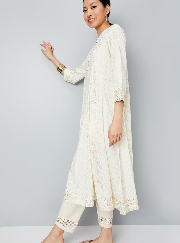 Women Foil Print Kalidar Kurta