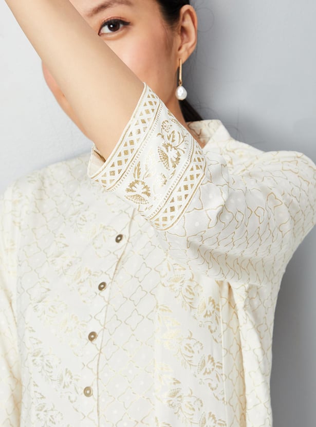 Women Foil Print Kalidar Kurta