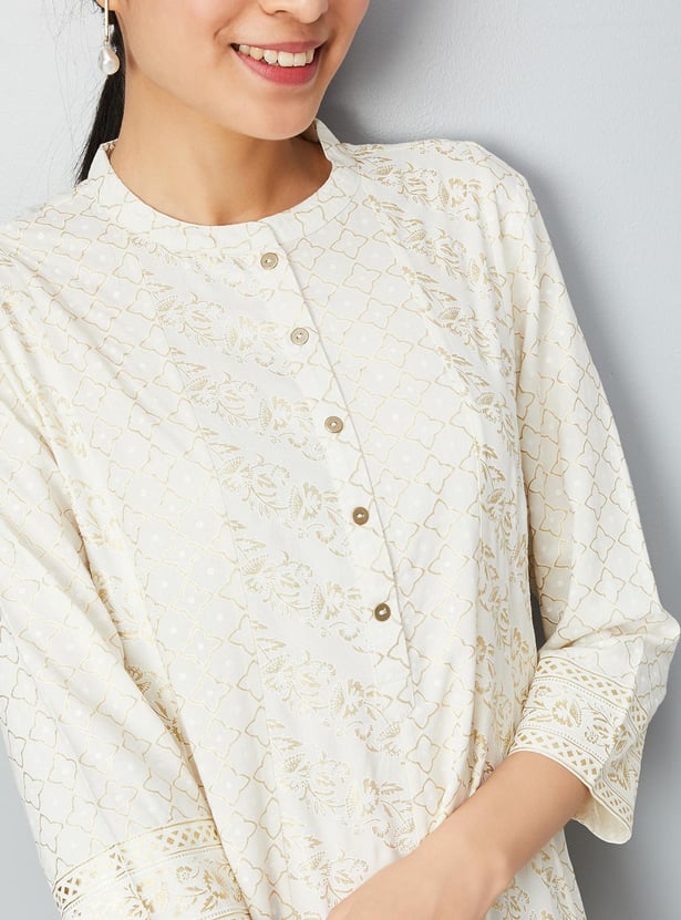 Women Foil Print Kalidar Kurta