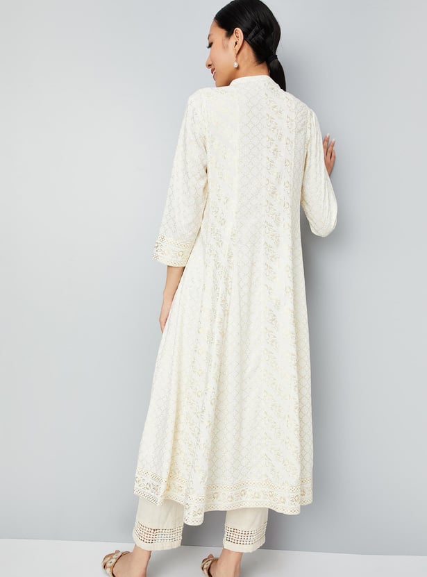 Women Foil Print Kalidar Kurta