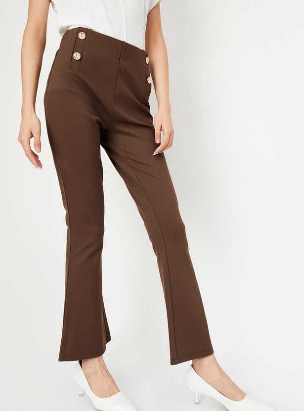 Women Solid Flared Trousers