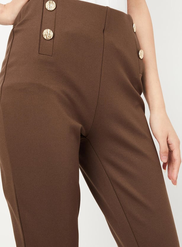 Women Solid Flared Trousers