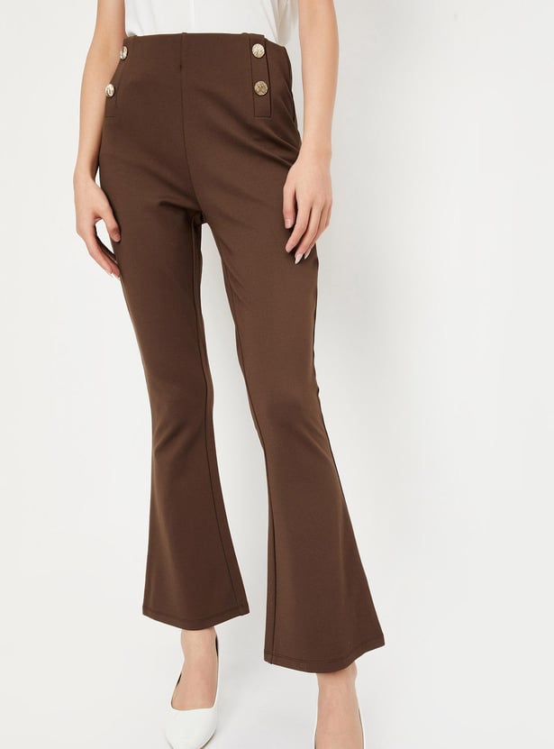 Women Solid Flared Trousers