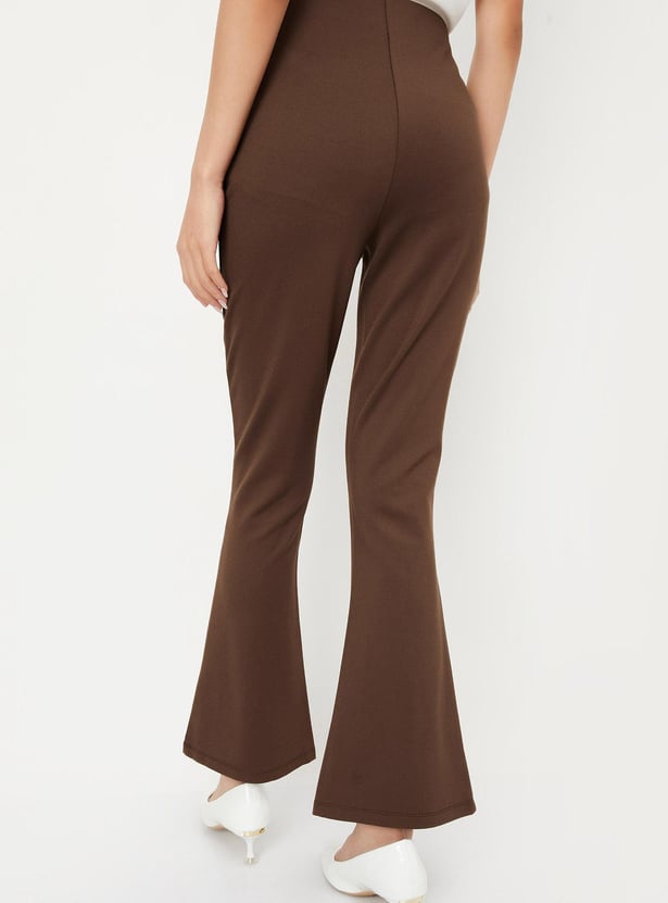 Women Solid Flared Trousers