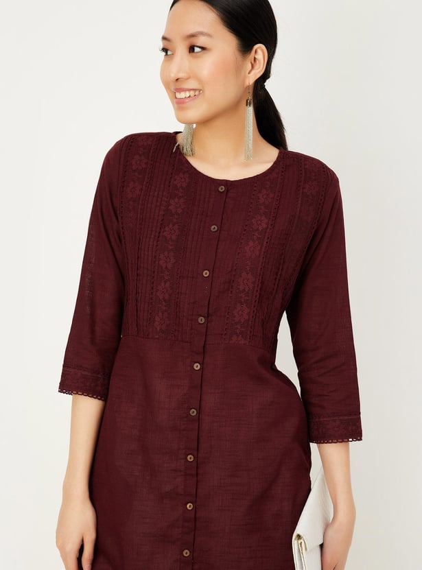 Women Lace Detailed Straight Kurta