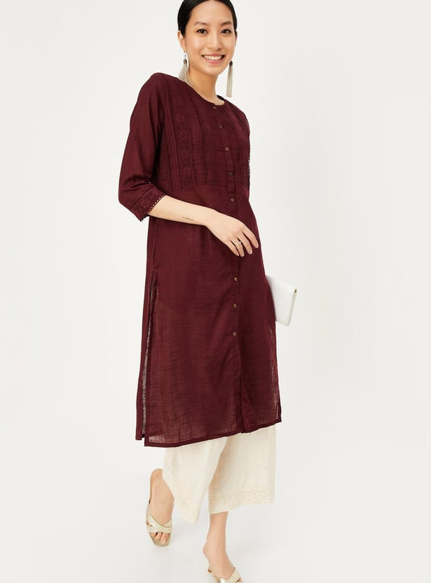 Women Lace Detailed Straight Kurta