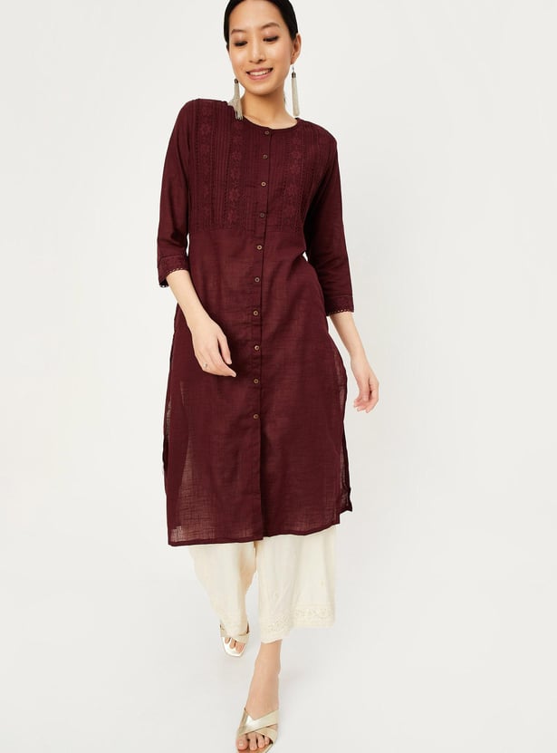 Women Lace Detailed Straight Kurta