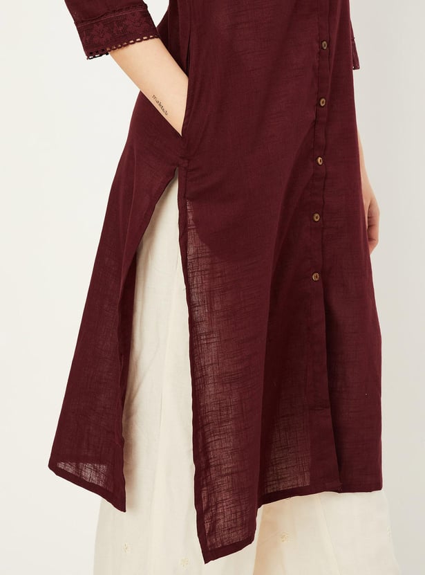 Women Lace Detailed Straight Kurta