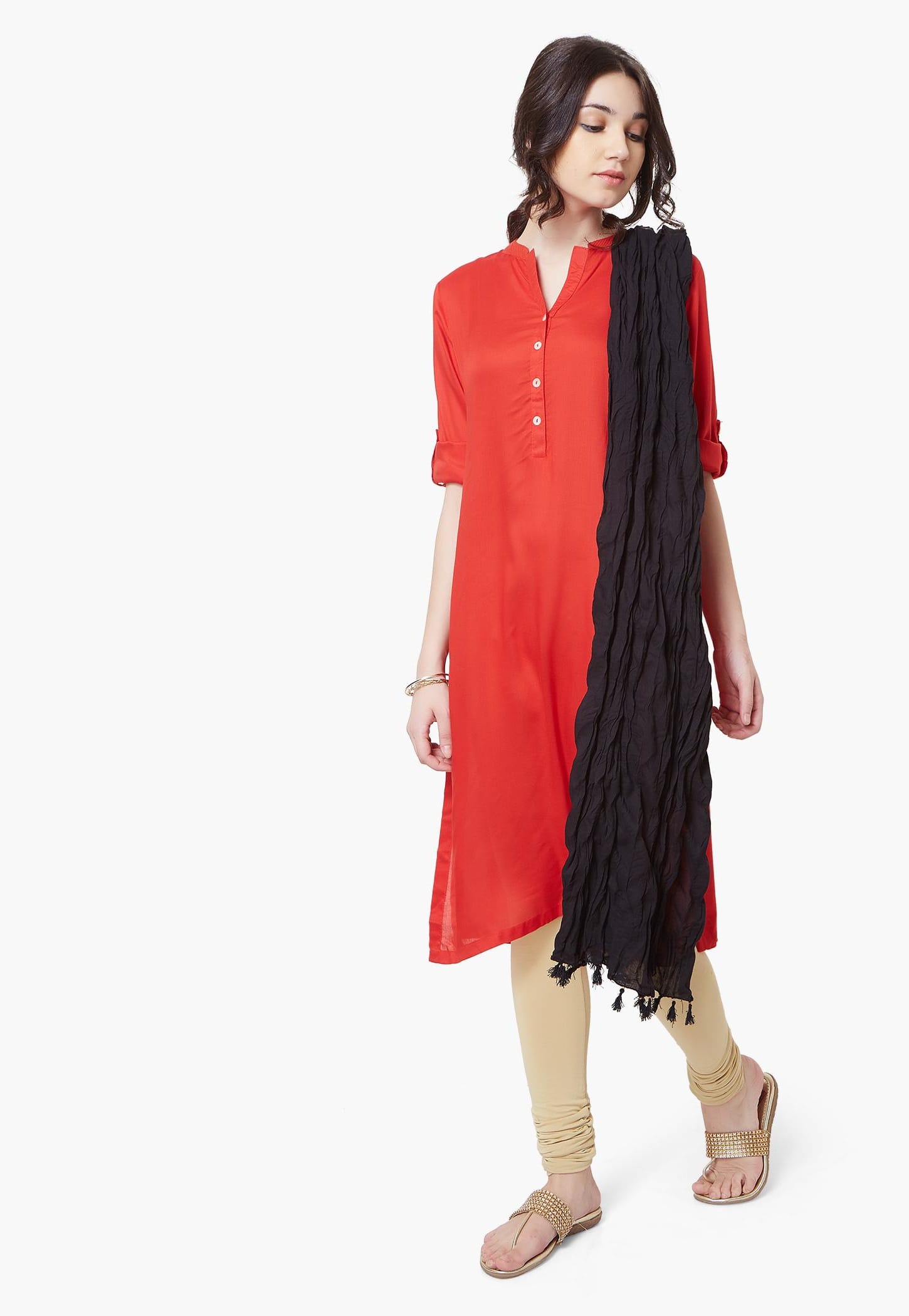 MELANGE Solid Scrunched Dupatta-picture-19
