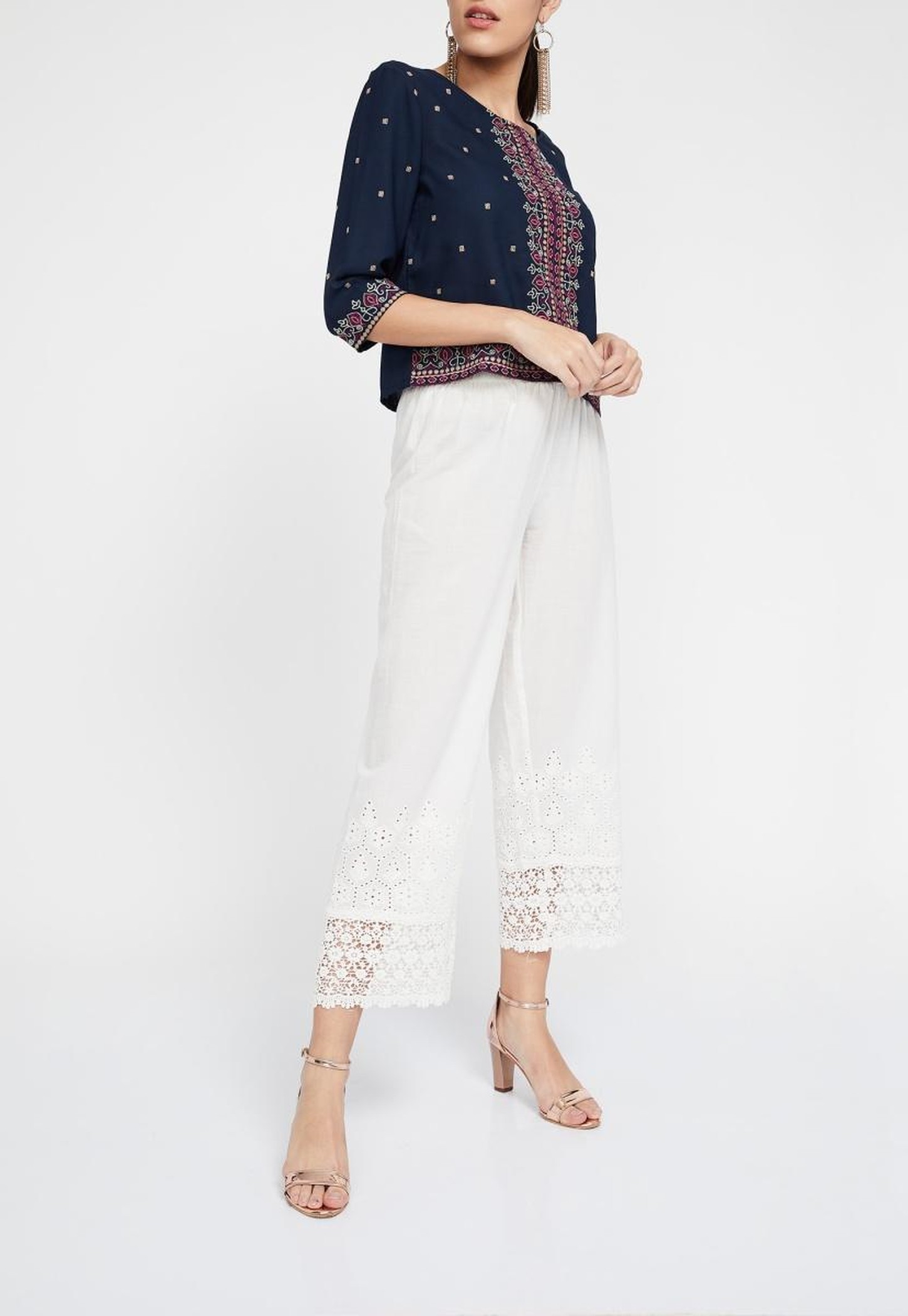 MELANGE Schiffli Lace Hem Palazzos-picture-26