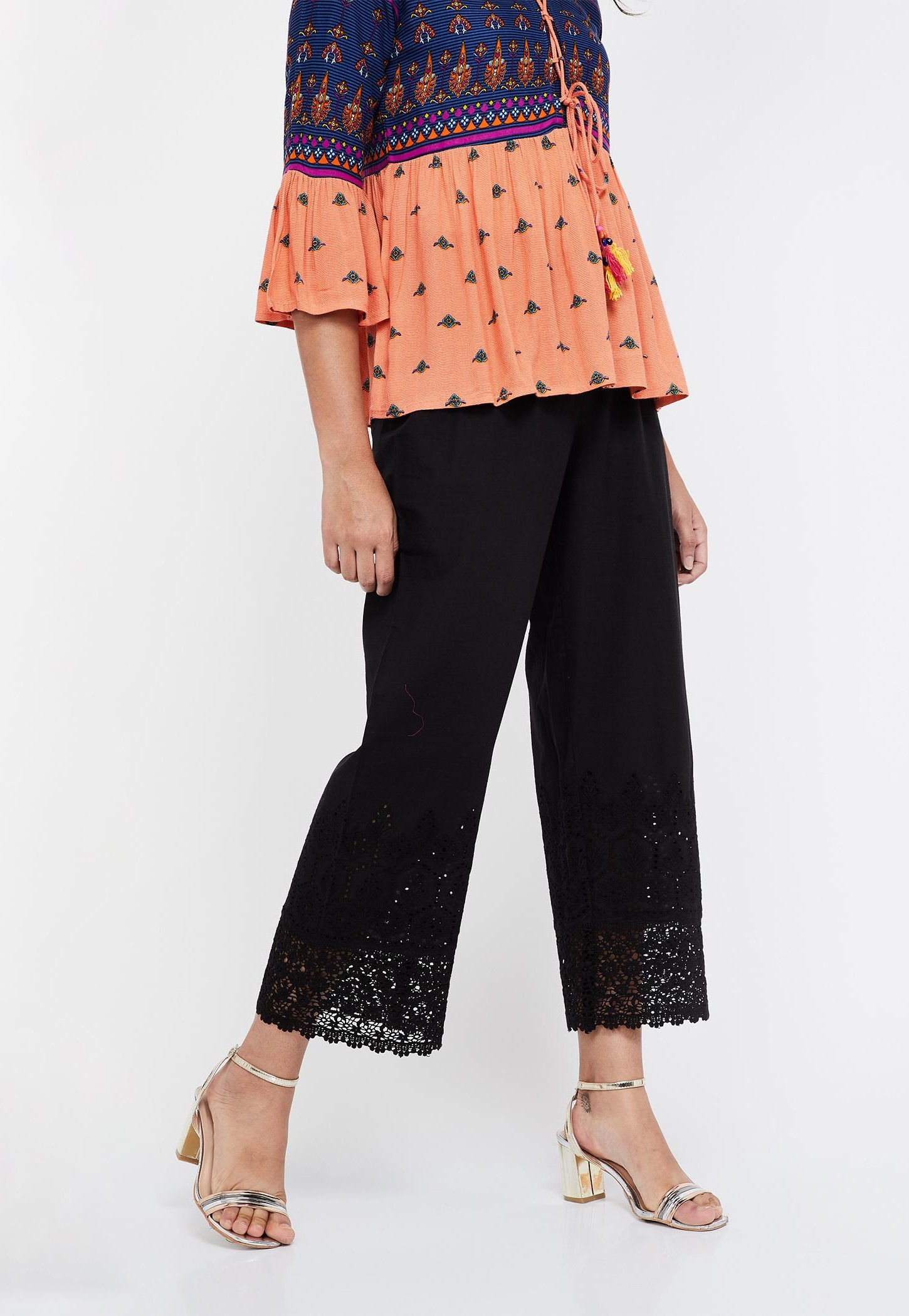 MELANGE Schiffli Lace Detailed Palazzos-picture-26