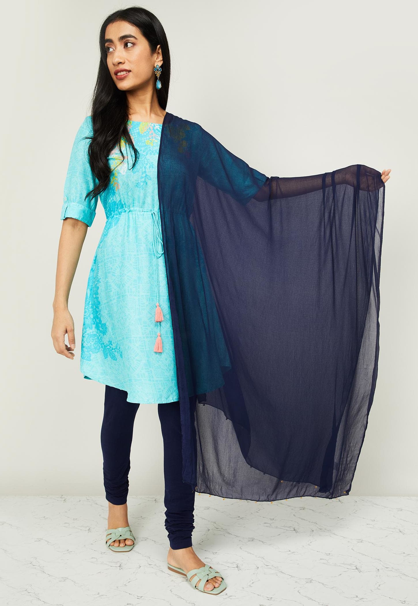 MELANGE Solid Dupatta with Embellished Border-image-19