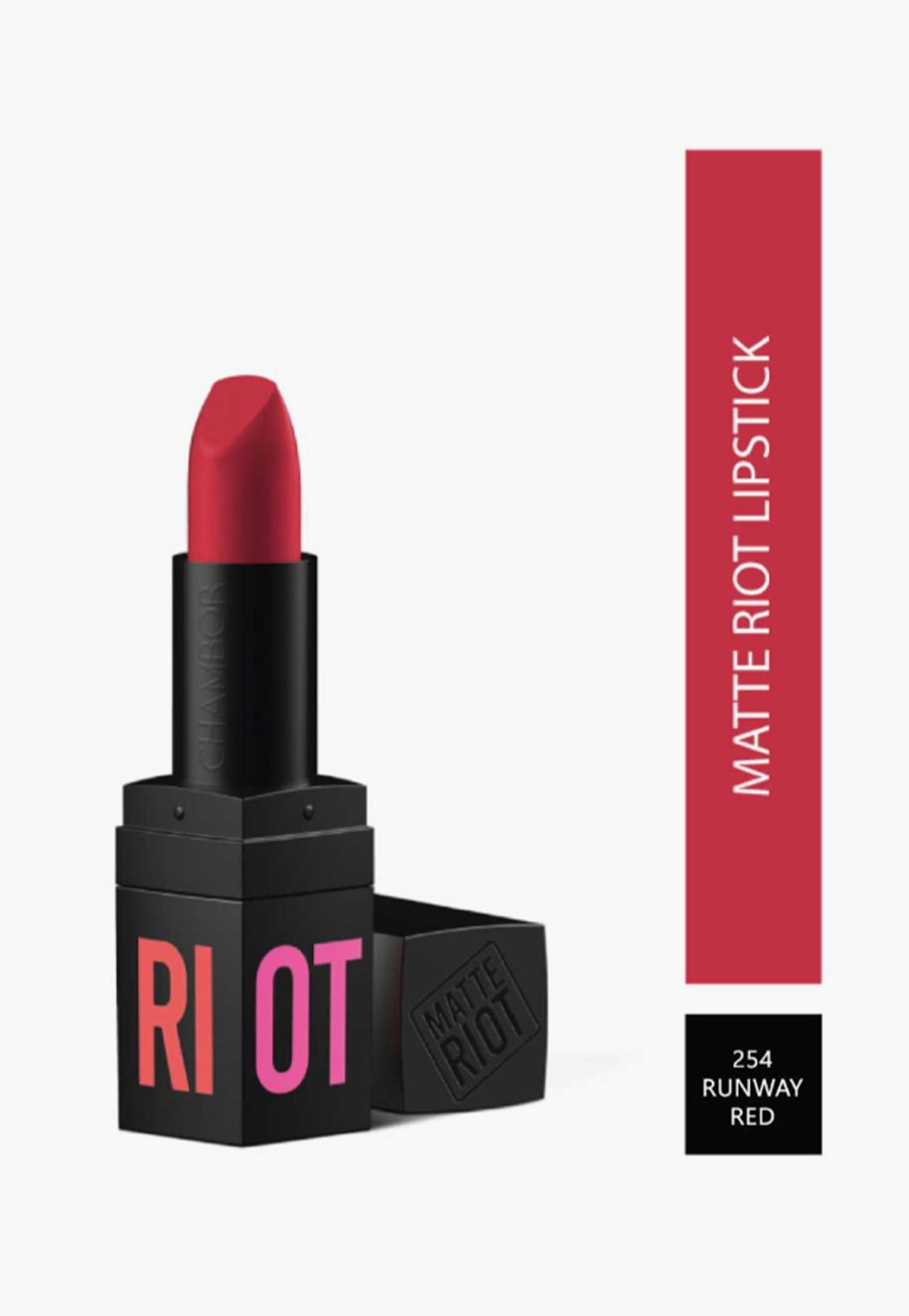 CHAMBOR Matte Riot Lipstick- Runway Red-252-image-38