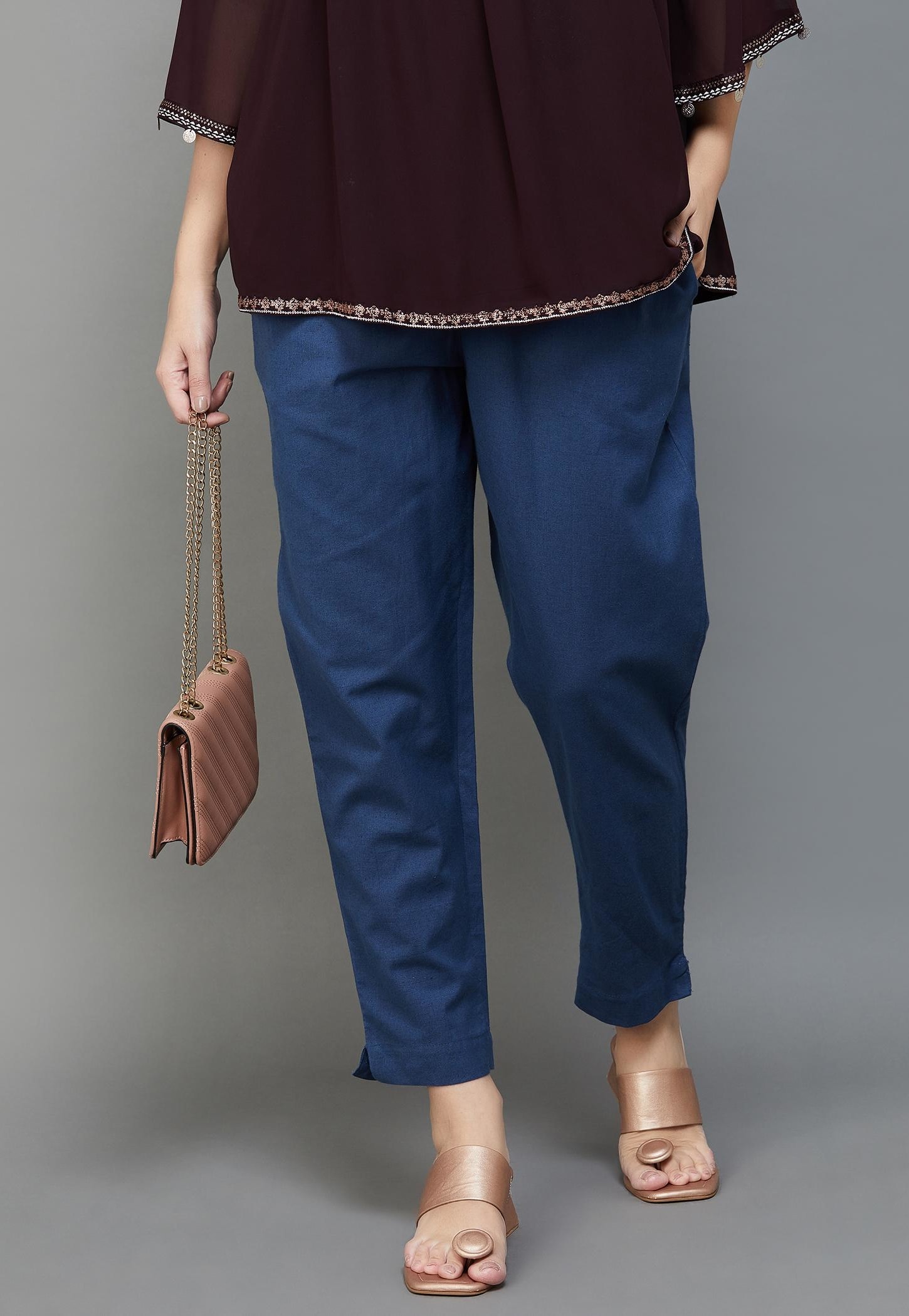 MELANGE Women Solid Straight Pants-picture-21