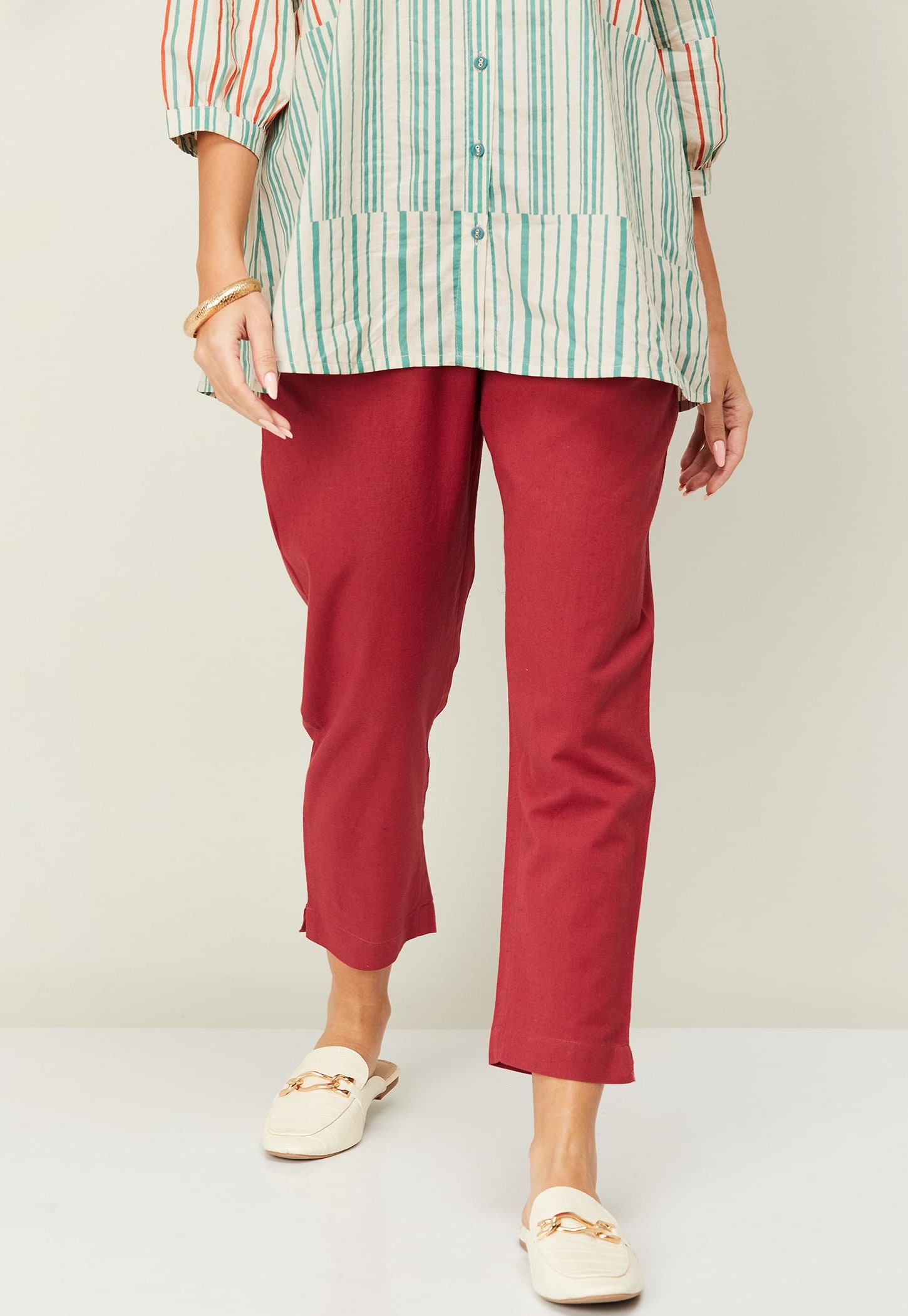 MELANGE Women Solid Straight Pants-picture-10