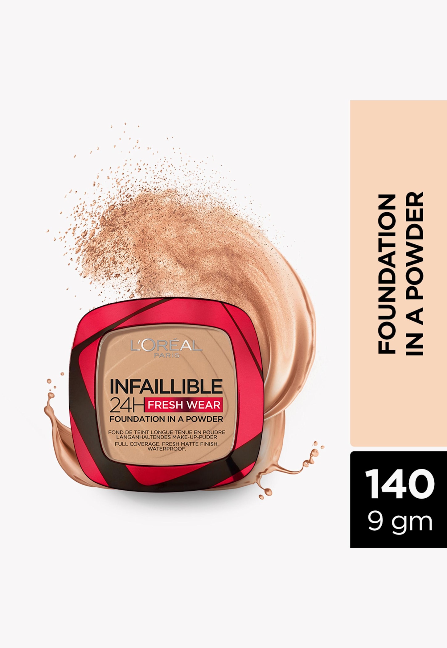 L'OREAL PARIS Infallible 24H Freshwear Foundation Powder - 140 Golden Beige - 9gm-picture-40