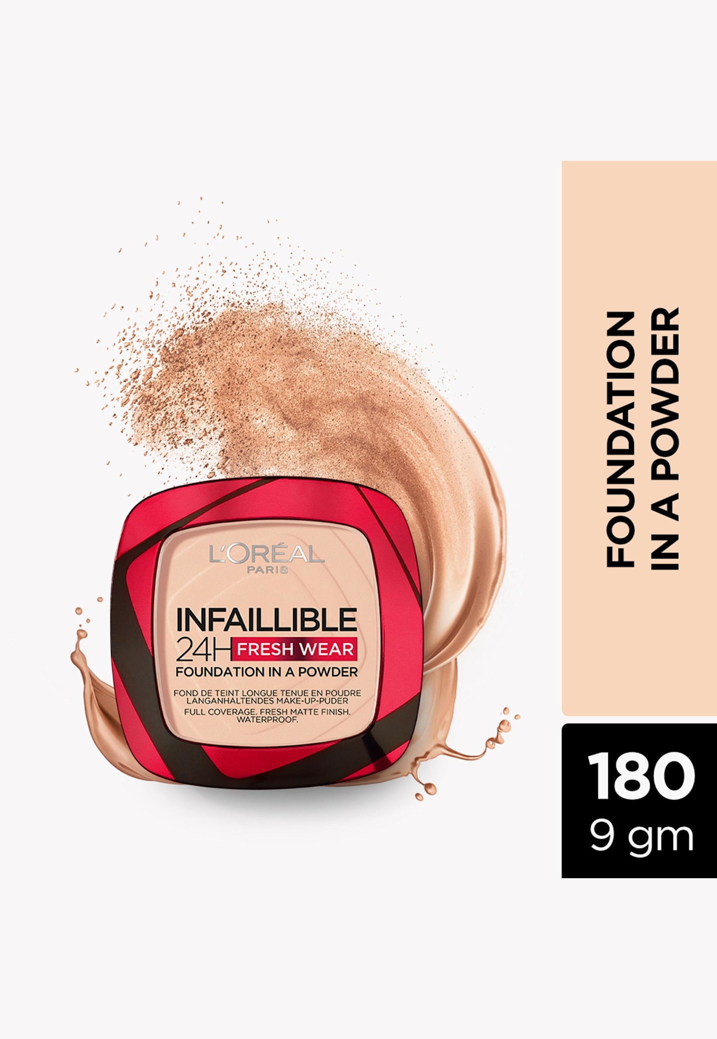 L'OREAL PARIS Infallible 24H Freshwear Foundation Powder - 180 Rose Sand - 9gm-image-7