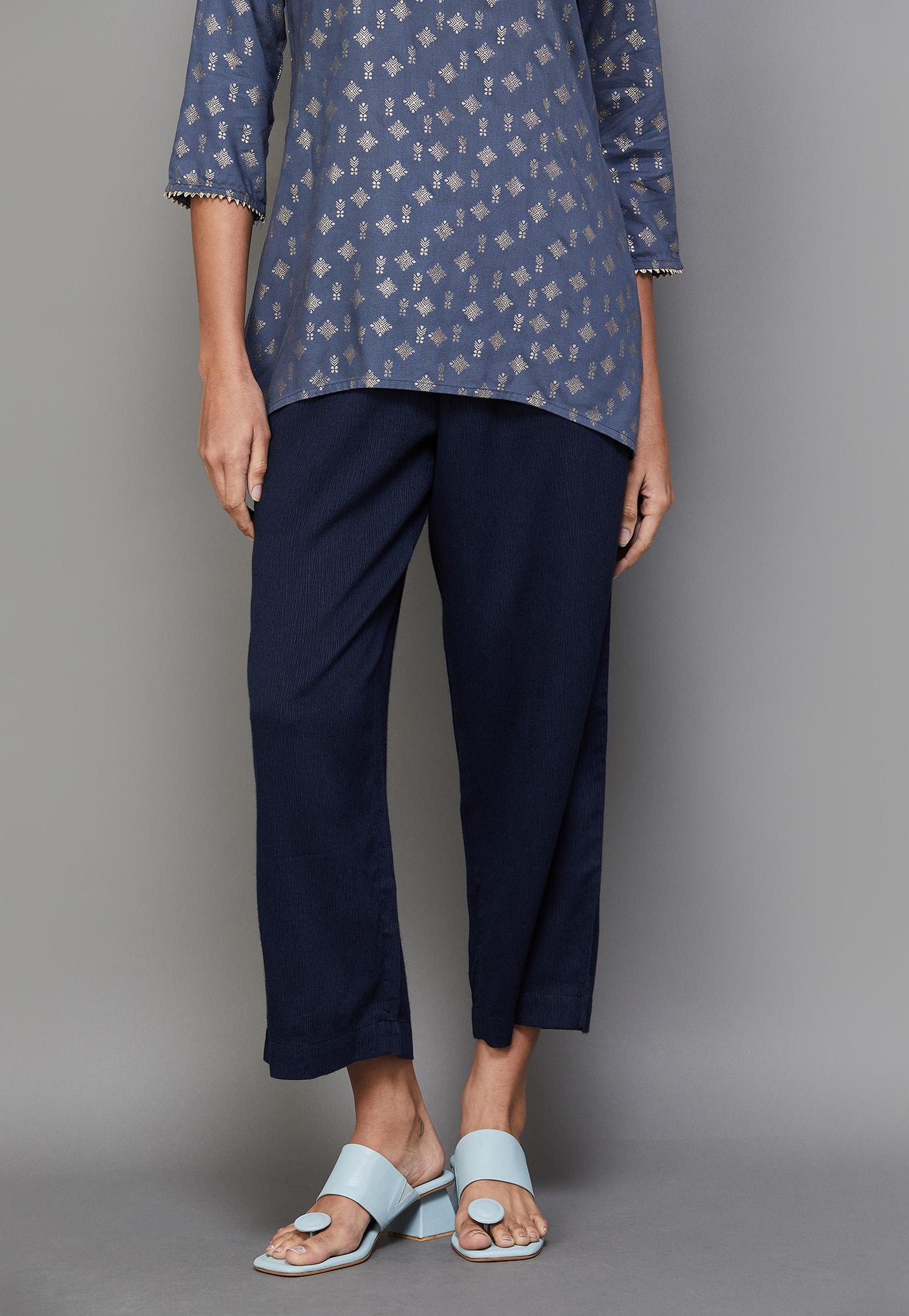MELANGE Women Solid Elasticated Ethnic Pants-picture-56
