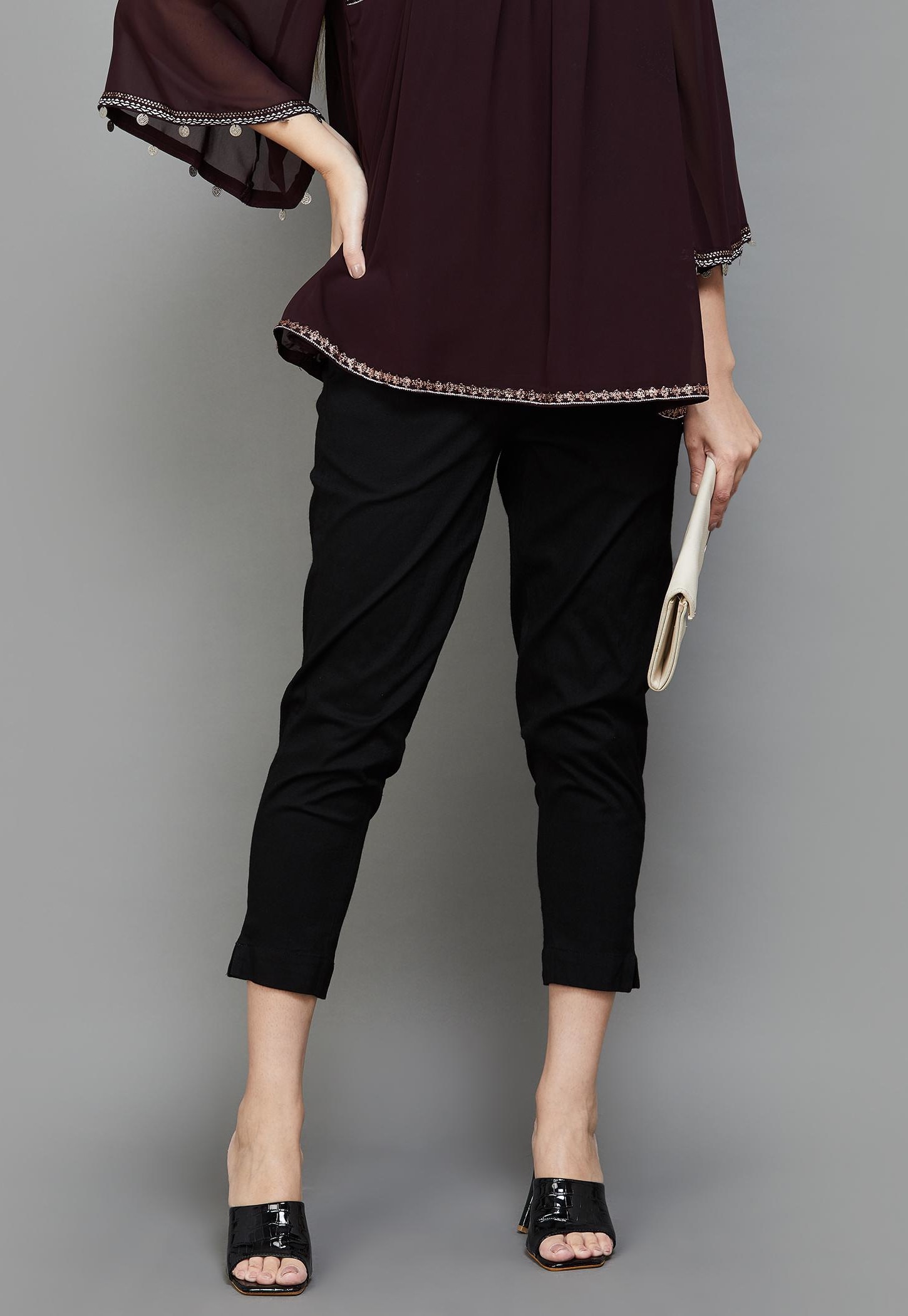 MELANGE Solid Straight Pants-picture-39