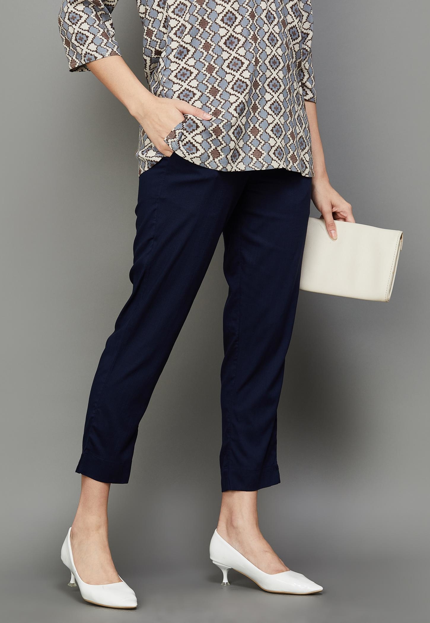 MELANGE Solid Straight Pants-picture-27