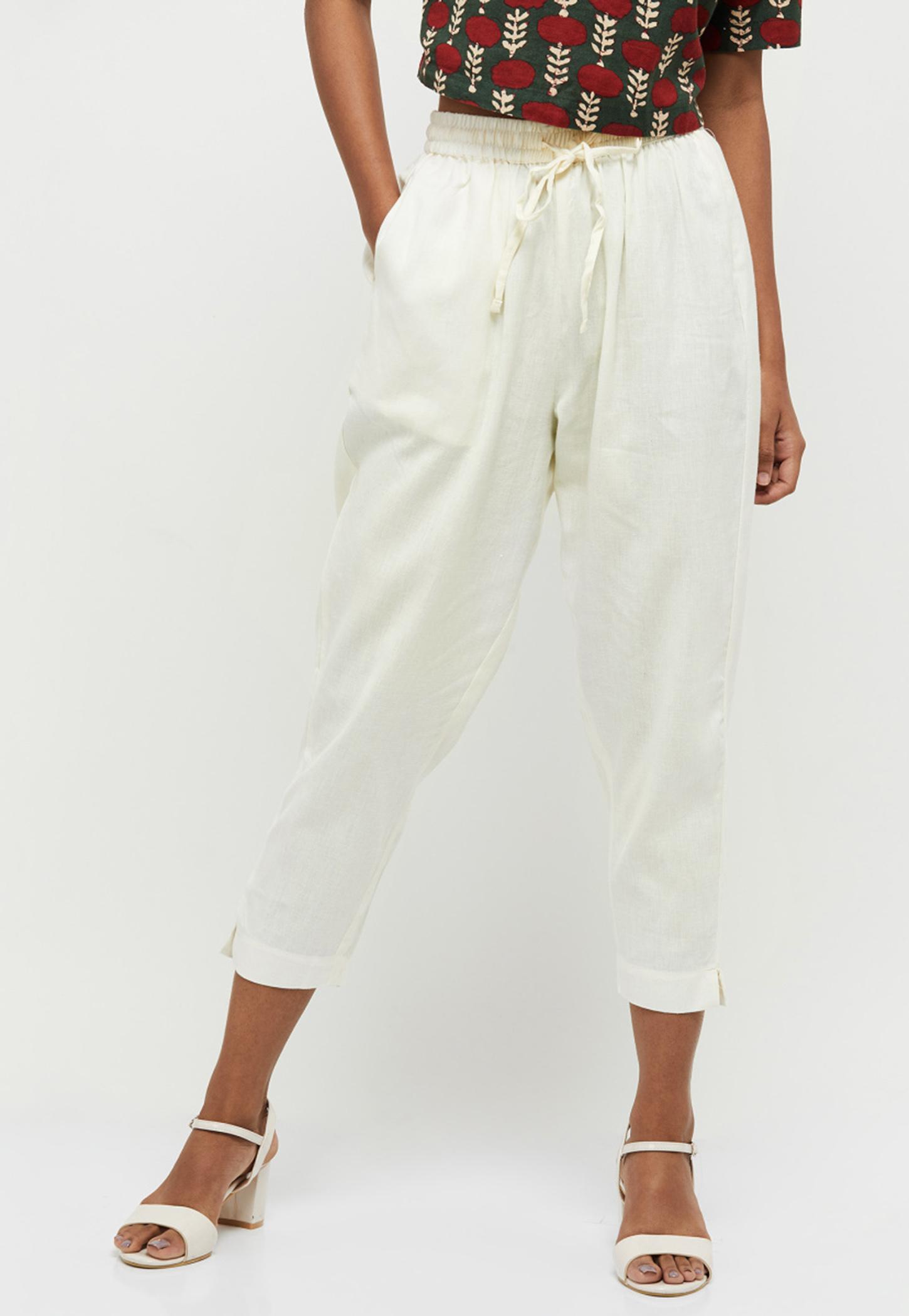 Women Solid Drawstring Waist Straight Pants-image-22