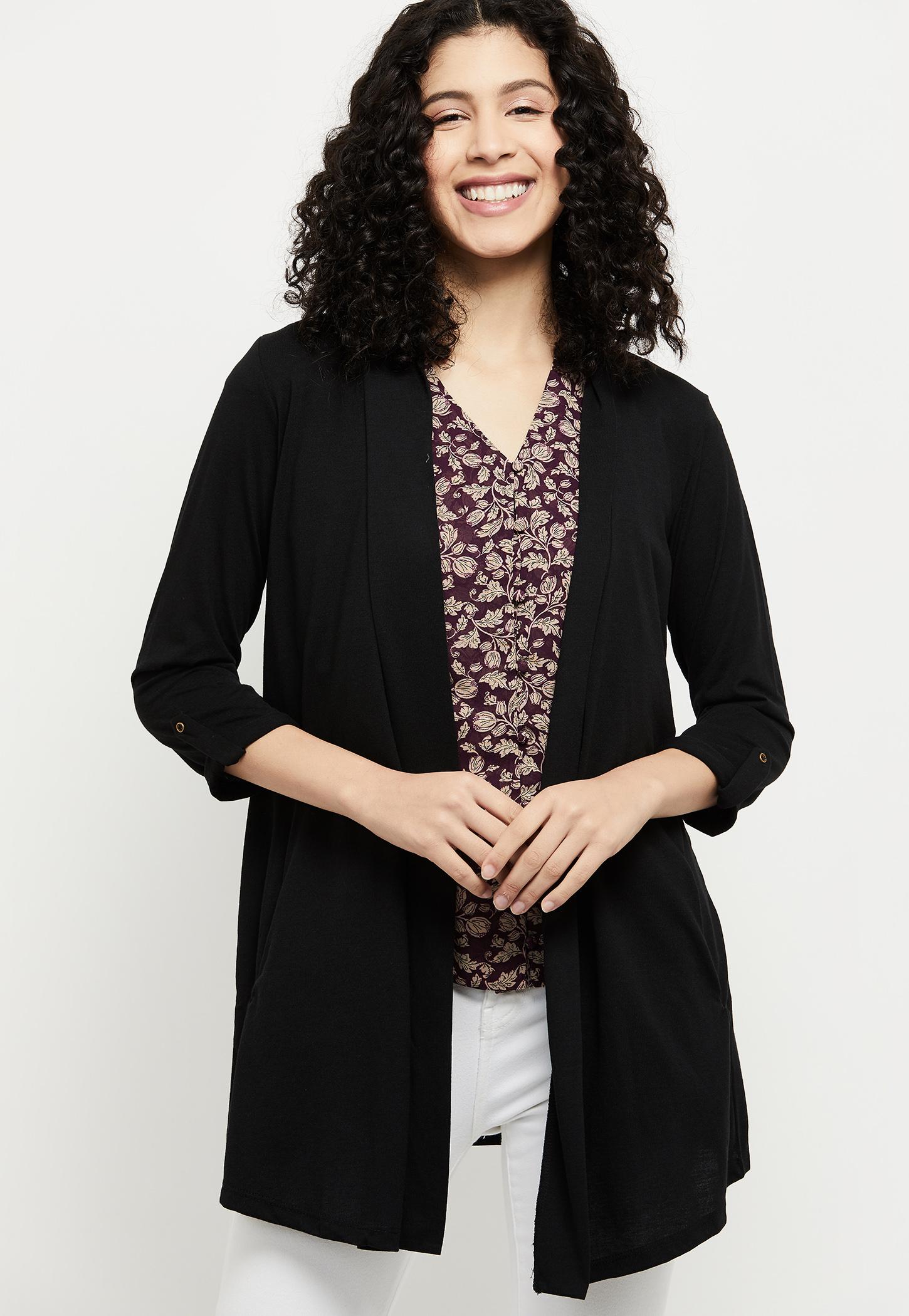 MAX Women Solid Front-Open Shrug-picture-38