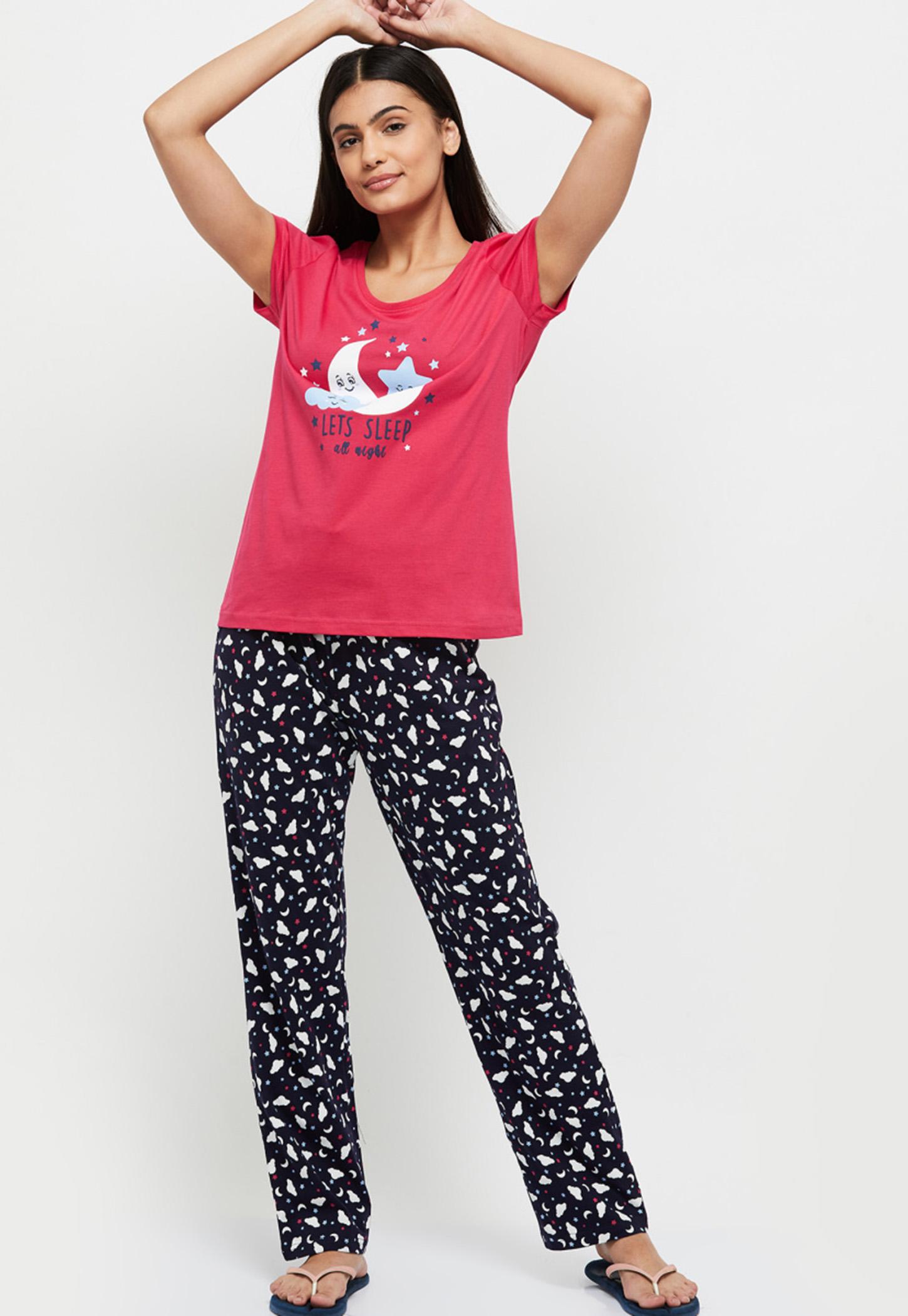 Women Women Printed Regular Fit T-shirt and Pyjamas-image-8