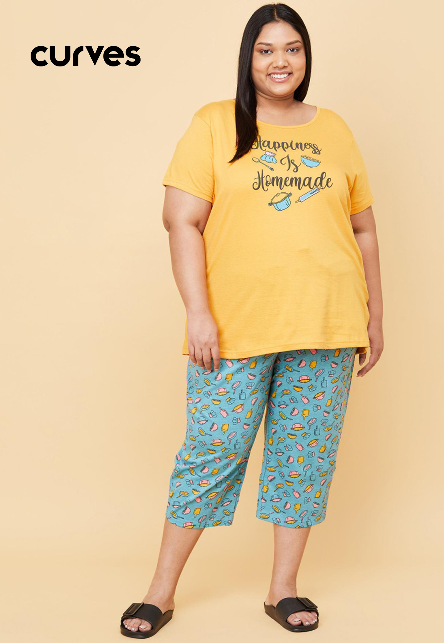 Women Printed Lounge T-shirt with Capris-picture-12