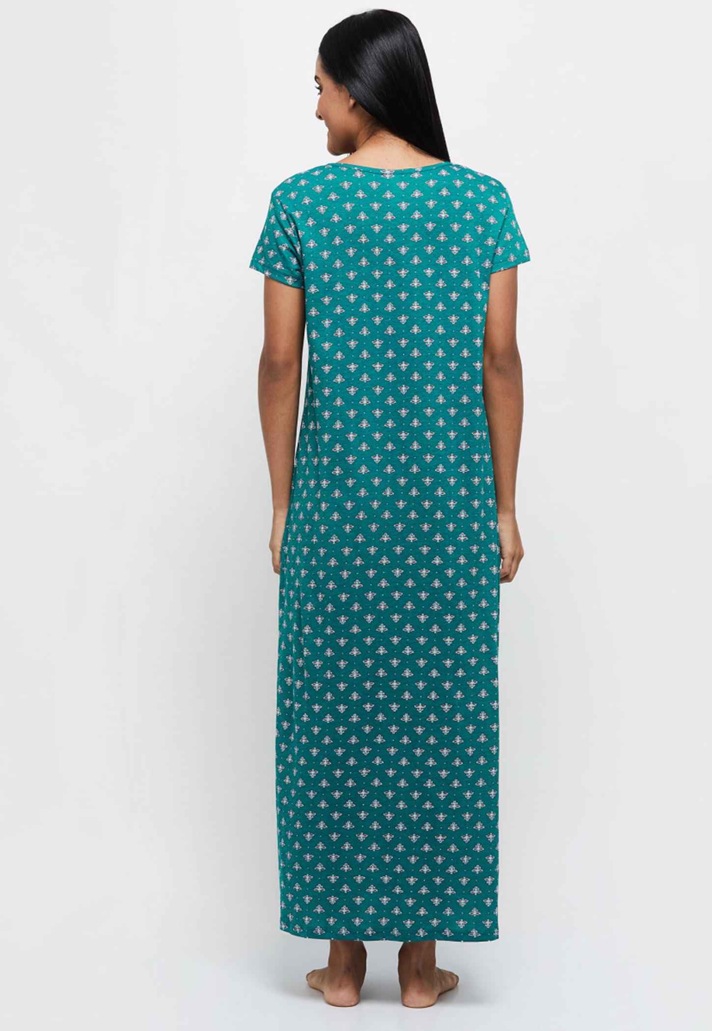 green emerald velvet dress Max fashion Dobby Textured Viscose Night Dress purple  DiscountStore