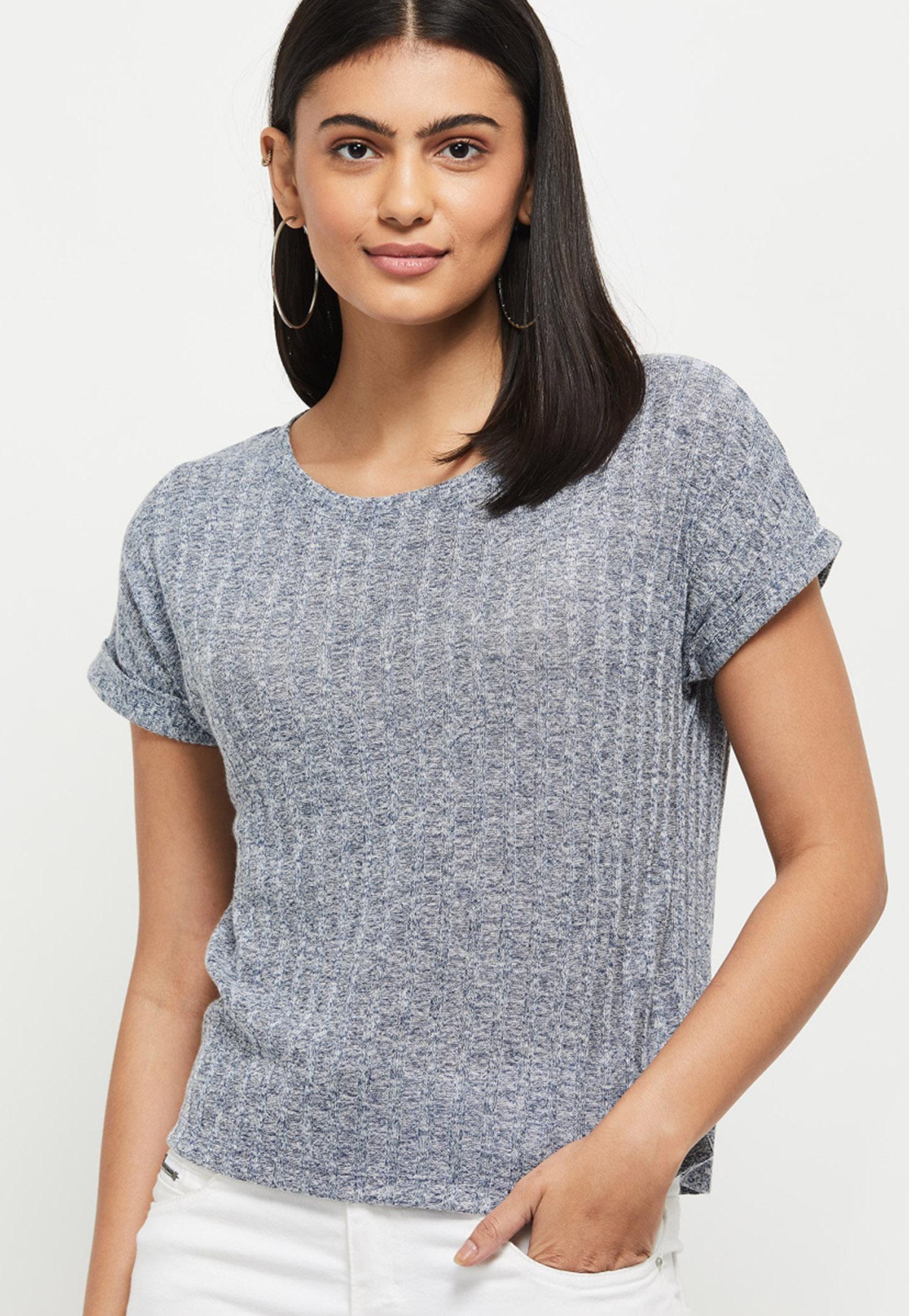 Women Textured Round Neck T-shirt-picture-28