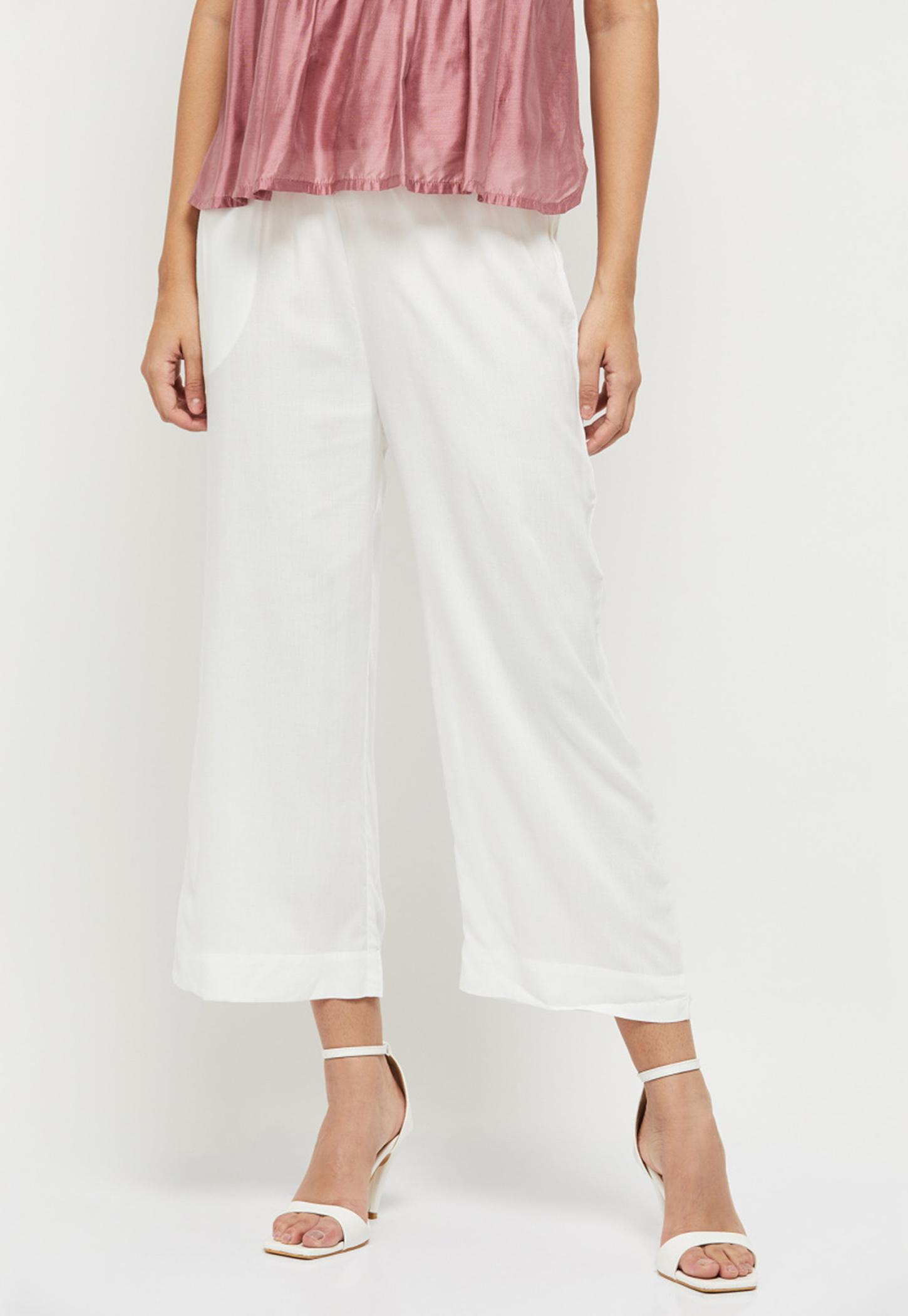 Women Solid Drawstring Closure Straight Pants-image-23
