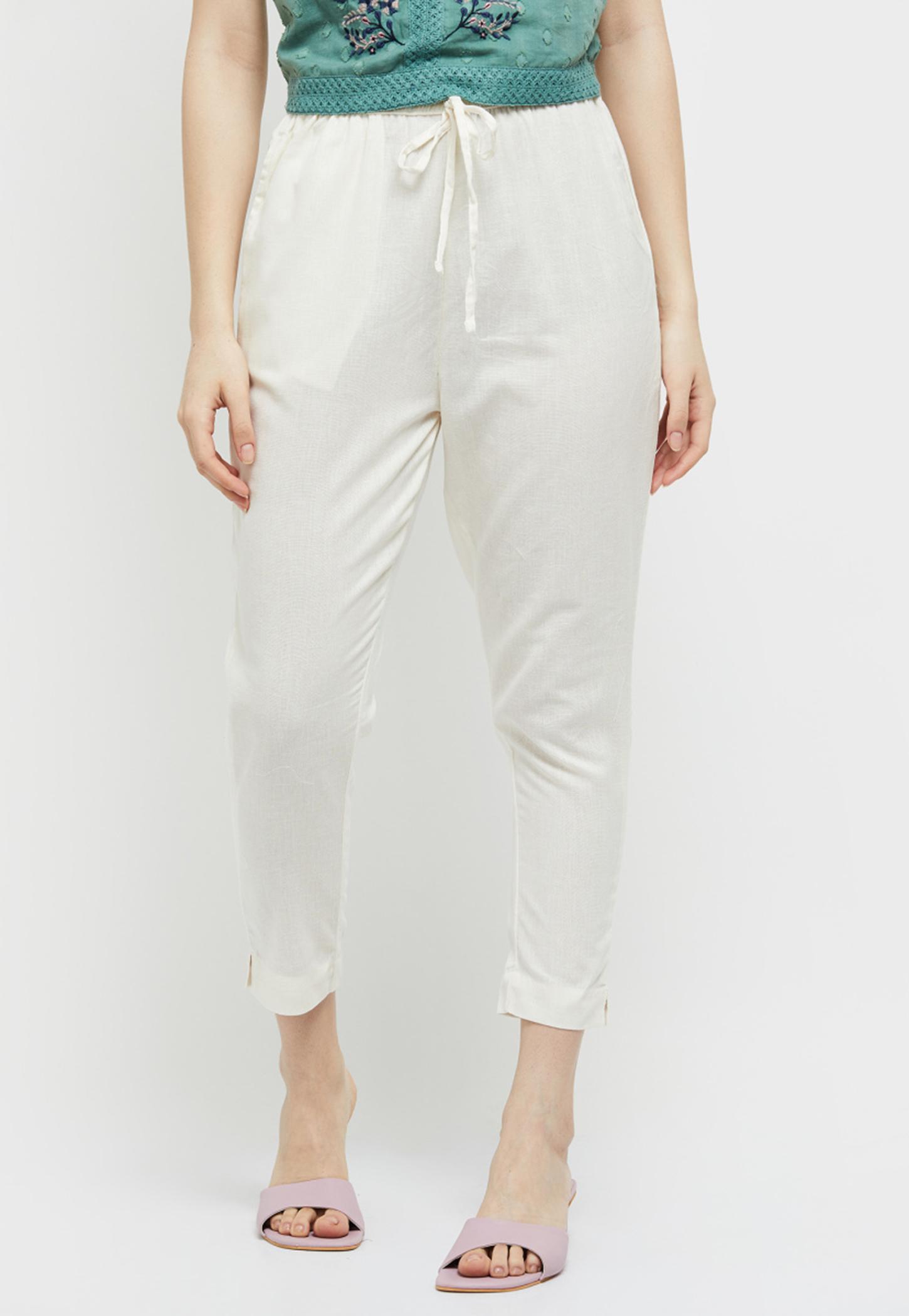 Women Solid Drawstring Waist Trousers-image-19