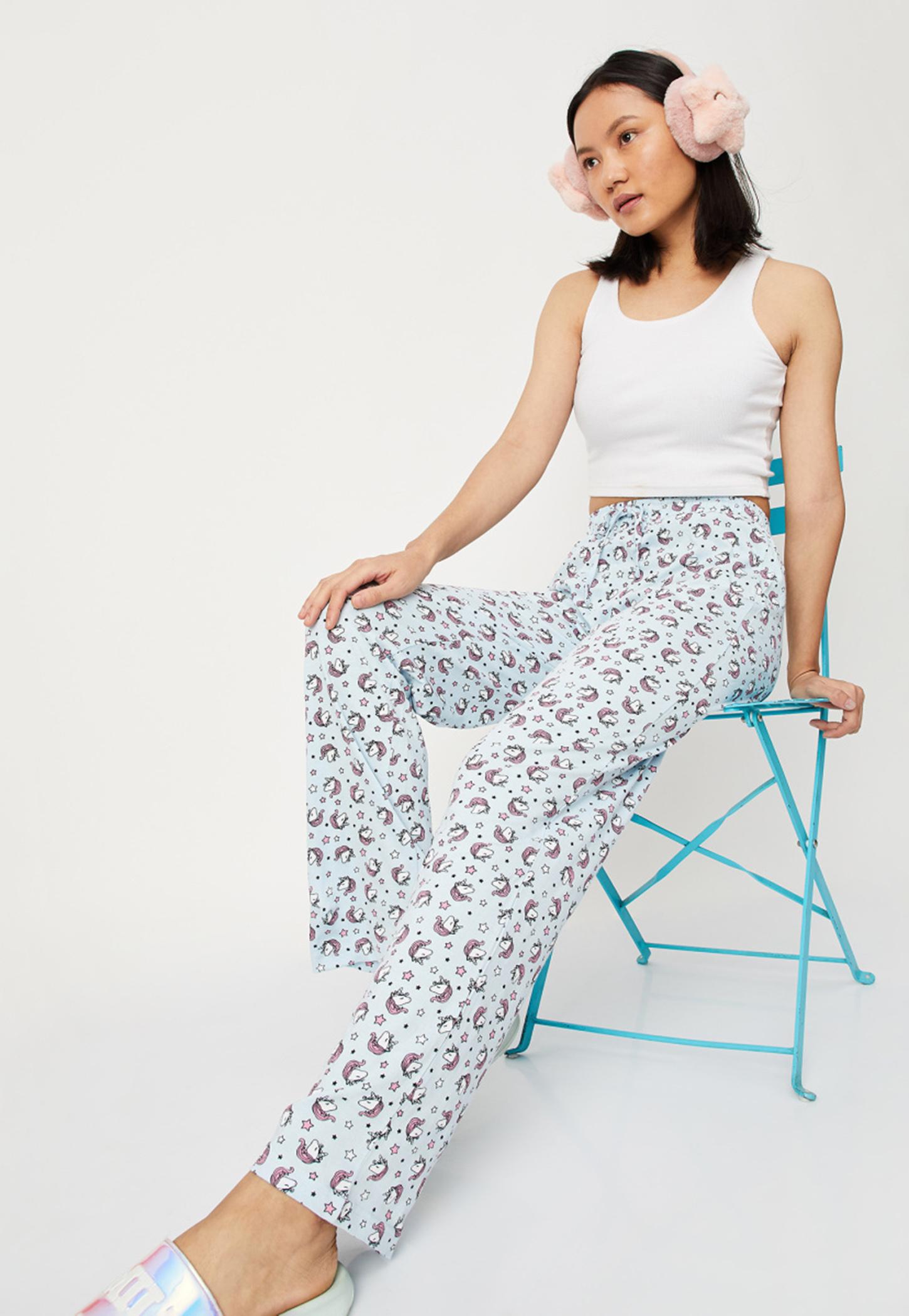 Women Quirky Printed Knit Pyjamas with Drawstring Closure-picture-36