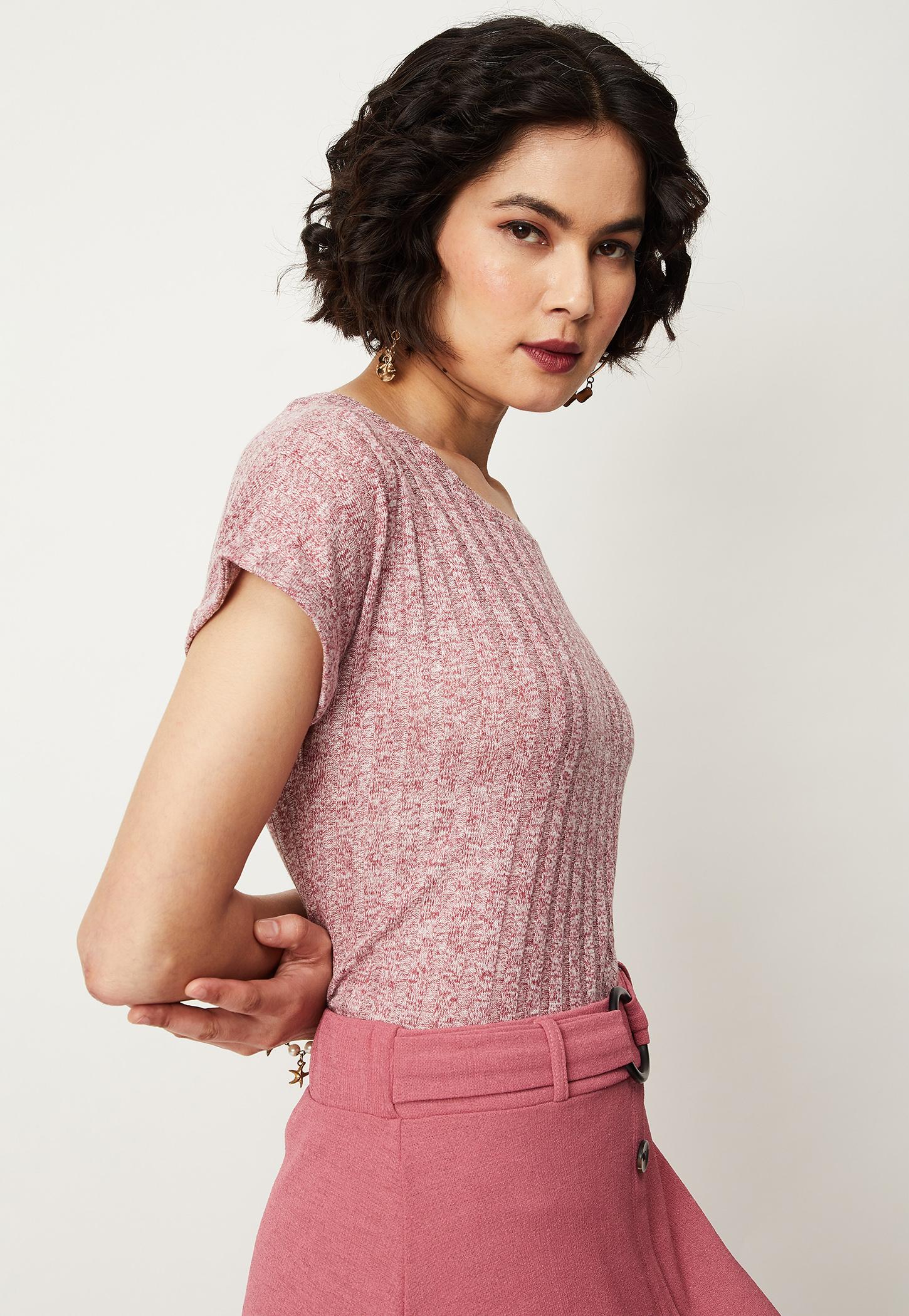 Women Textured Round Neck T-shirt-picture-29